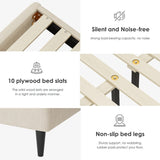 Queen Bed Frame, linen storage headboard, strong and stable, no noise, no box spring, Weight 397lbs W2896P208864