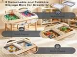 6-in-1 Kids Adjustable Height Sensory Activity with Chair, Natural Pine Wood Water Sand Play 61411915