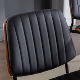 A&A Furniture, Dining Chairs Set of 2 Mid Century Modern Retro Faux Leather Chair with Walnut W1143P151496