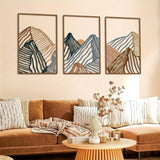 CIFbuy3pcs/aet Minimalist Mountain Landscape Metal Wall Art Square Hollow-Out Panels, Mesmerizing 37234795