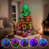 ZNTS 7.5 FT Pre-lit Artificial Christmas Tree, APP Controlled Xmas Tree Hinged Branches with 400 RGB 09504553