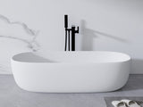 51'' Freestanding Bathtub Resin Stone Soaking Bathtub Solid Surface Modern Tubs with Overflow and 83939166