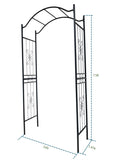 Metal Garden Arch with black powder coated 3.6ft Length x 1.47ft Width x 7.5ft Height Climbing W656P210530