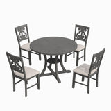 5-Piece Round Dining Table and Set with Special-shaped Legs and an Exquisitely Designed Hollow 25692411