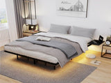 Queen Size Bed Frame , Heavy Duty Metal Bed Frame, Quick & Easy Assembly, LED light, No Noise, Black W311P416235
