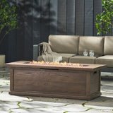 56'' Rectangular Outdoor MGO 50,000 BTU Propane Fire Pit, Brown Wood Pattern 57570.00BRN-50K