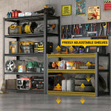 59 Inches Wide Black Metal Shelves, with 5 Removable Dividers, Large Capacity, Strong Load Bearing, W328P276857