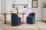 058-Set of 2 Chenille Fabric Dining Chairs With Universal Wheels,Blue W527P242553