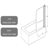 30 in. W * 58 in. H Rise and down rotation shaft door Shower Doors for Bathtub, 1/4" Thick W2965P277704