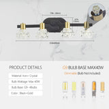 Vintage 4-Light Wall Sconce with Clear Crystal Shades, Black Iron Finish Vanity Light Fixture for W1340P206719