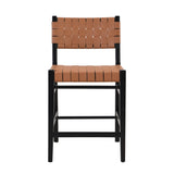 24.25'' Classic Counter Stools Set of 2,Brown PU Counter Stools with rubberwood Frame,Leather 74690.00BRN