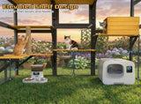 Cat Catio Outdoor Cat Enclosure for Multiple Indoor Outdoor Cats, Large Wooden Walk-in Cat House W3166P475540