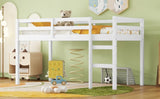 ZNTS Solid Wooden, Rubber Wooden Twin Loft Bed with Ladder, Bed Platform of Strengthened Slats , White W504P190951