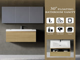 30'' Floating Bathroom Vanity with Sink, Wall-Mounted Striped Storage Cabinet with Soft-Close Drawer W1573P265195