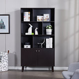 67" Bookcase with Doors, 3-tier Bookshelf, Coffee W96539590