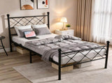 78"40" Twin Metal Platform Bed Frame, X-Design Headboard & Footboard with LED Lights, USB & Type-C 33847387