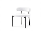 White Set of 4 Modern Upholstered Dining Chairs, Round Kitchen Chairs with Curved Backrest & Thick 12815318