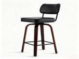 1pcs Bar Stool, Solid Iron Tube Backrest, PU Upholstery, Curved Wood Legs, Swivel Bar Chair, Black 29325843