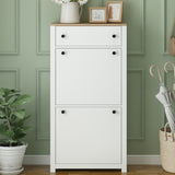 ON-TREND Functional Entryway Organizer with 2 Flip Drawers, Wood Grain Pattern Top Shoe Cabinet with WF308547AAK