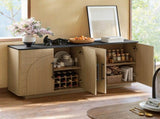 67" Modern Sideboard Buffet Cabinet, 4-Door Storage Cabinet with Arched Geometric Doors and Black W1820P514496