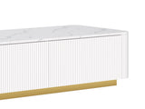 ON-TREND Luxury Fluted TV Stand for TVs Up to 85", Faux Marble Tabletop Media Console with 4 N721P298025K