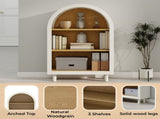 Arched Small Bookcase,Arched Storage Cabinet,Wooden Modern Arched Top Bookshelf 3 Shelves,White W2557P331018