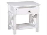 Nightstand Modern End Table, Side Table with 1 Drawer and Storage Shelf, White 35743905
