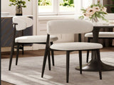 Dining Chairs Set of 2, Metal Kitchen Chairs with Modern Fabric Upholstered for Dining Room, Beige 46940351