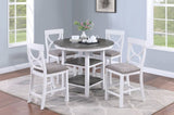 ZNTS Counter Height Dining Table w Storage Shelve 4x Chairs Padded Seat Unique Design Back 5pc Dining Set B011P145833