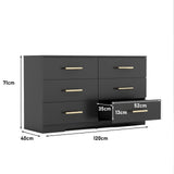 Black color Large 6 drawers chest of drawer dressers table with golden handle 11810823
