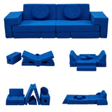 14-Piece Modular Kids Sofa All-Sponge Construction Blue Corduroy Free Combination Design 62886901