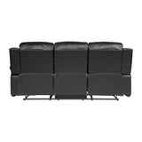 Comfortable Double Reclining Sofa 1pc Black Bonded Leather Match Solid Wood Plywood Frame Living B01166426