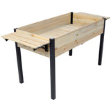 ZNTS Raised Garden Bed, Metal Leg Wood Planter Boxes with Folding Storage Shelf,Elevated Planter Box for W465P182258