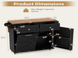 Black Mobile Kitchen Island Cart with Drop-Leaf Design, Lockable Universal Wheels & Trash Storage 95919953