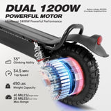 ZNTS Ultimate Electric Scooter for Adults: Dual Drive 2400W Motor, High Speeds up to 34.5mph, Extended W2153P168362