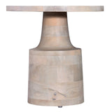 Contemporary Round Solid Wood End/Side Table, Living Room Sofa Side Table, Oak White Finish, Light B011P216679