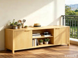 Fluted Double Door Tall TV Stand for TVs up to 70 Inch, Mid Century Media Console Cabinet with 14207239