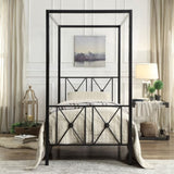 Black Finish Twin Platform Bed Canopy Metal Frame Modern Traditional 1pc B011P207847