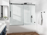 54*76" Fixed & Sliding Shower Door, Square Tube Hardware, Clear Glass Shower Door, 3/8 SGCC 55170531