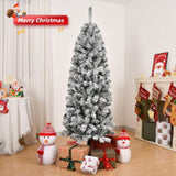 6 FT Snow Flocked Hinged Tree, Artificial Pencil Tree, Unlit Artificial 08941158