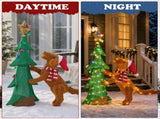 4FT Dog Climbing Tree with 188 Warm White Lights, Fabric-Covered Christmas Decor, US Plug 40556040