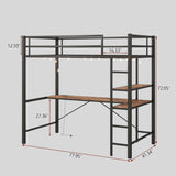 Twin Size Loft Bed with L Shaped Desk and Shelves, Charging Station, Led Lights, Safety Guard & W840P210910