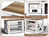 70-inch washable white cabinet brown countertop double-sided cross-fireplace cabinet 87182272