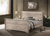 Imerland Contemporary White Wash Finish Bedroom Set with King Sleigh Bed, Dresser, Mirror, Two T2574P201817