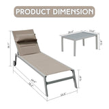 Outdoor Patio Chaise Lounge Set of 3, Aluminum Pool Lounge Chairs with Side Table and Wheels, W1859P172272