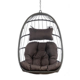 ZNTS Outdoor Wicker Rattan Swing Chair Hammock chair Hanging Chair with Aluminum Frame and Dark Grey W34965382