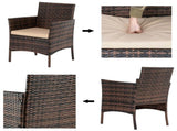 2pcs Arm Chairs 1pc Love Seat & Tempered Glass Coffee Table Rattan Sofa Set Brown Gradient 57903633