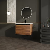 LEVISTAR Brown 30 Inch Bathroom Vanity with resin Countertop Sink, 2 Doors Bathroom Cabinet Set W1972P165046