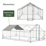 ZNTS Large Metal Chicken Coop, Walk-in Chicken Run,Galvanized Wire Poultry Chicken Hen Pen Cage, Rabbits 10154929