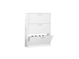 Shoe Cabinet for Entryway, White Narrow Shoe Storage Cabinet Flip Down Shoe Rack Wood 3 Tier Shoe 28686359